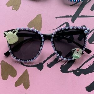 Hand Crafted Black Sunglasses with Purple Accents